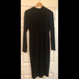 Black turtleneck midi dress